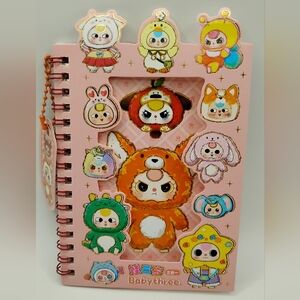 Babythree Pink Character Sticker Spiral Notebook